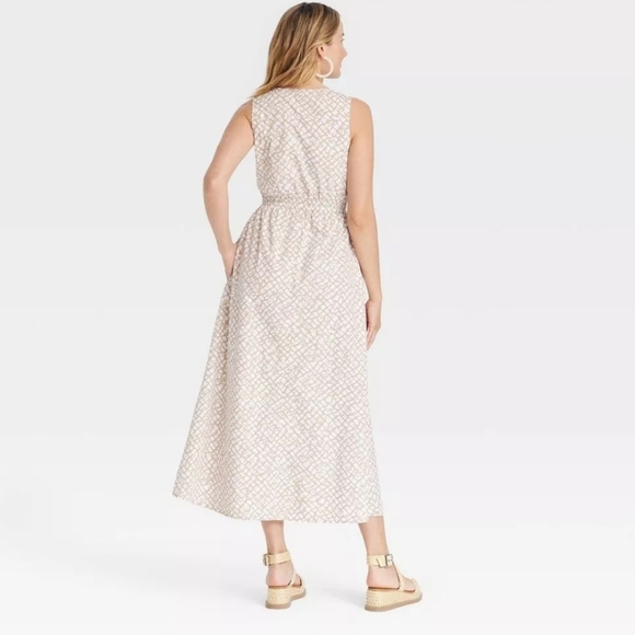 Universal Thread Women's Cut-Out A-Line Casual Maxi Dress, Tan Abstract, M - Picture 3 of 3